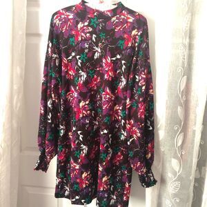 Zara trafaluc s/s18 floral printed tunic mini dress, size small